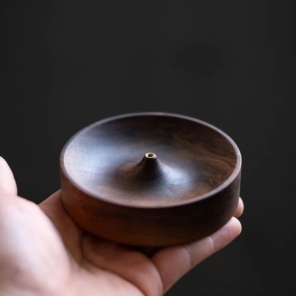 Solid Wood Incense Burner Handmade Tea Ceremony round Incense Stick Indoor Incense Tray Multi Hole Home Ornament Decor Holder